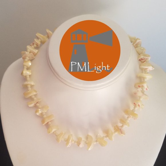 Choker Necklace Off White Stones and Beads - Picture 1 of 5